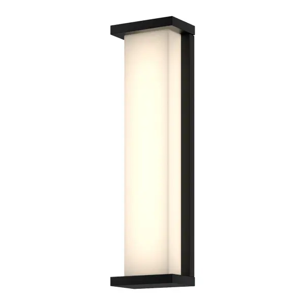 The Bravo 20" wall sconce delivers striking contemporary design with integrated LED technology. Its rectangular form emits omnidirectional light for comprehensive outdoor coverage, while the sleek black finish complements modern architecture.