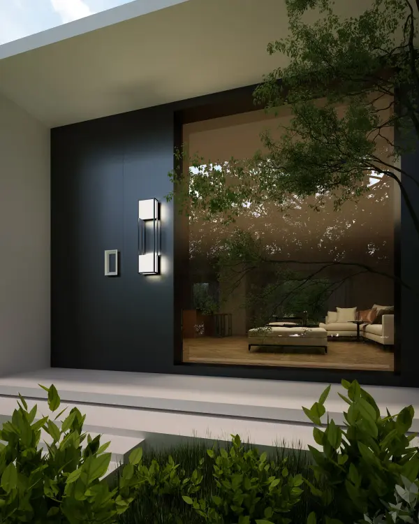 The Vail 32" wall sconce combines contemporary geometric design with versatile functionality. Its integrated LED provides warm 3000K lighting, while the ability to mount horizontally or vertically offers creative installation options for any space. - alternate view