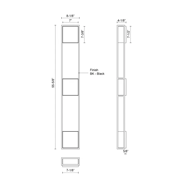 The Vail 55" wall sconce delivers dramatic architectural lighting with its geometric design and integrated LED technology. Versatile mounting options and indoor-outdoor capability make it ideal for grand entryways and commercial spaces. - alternate view