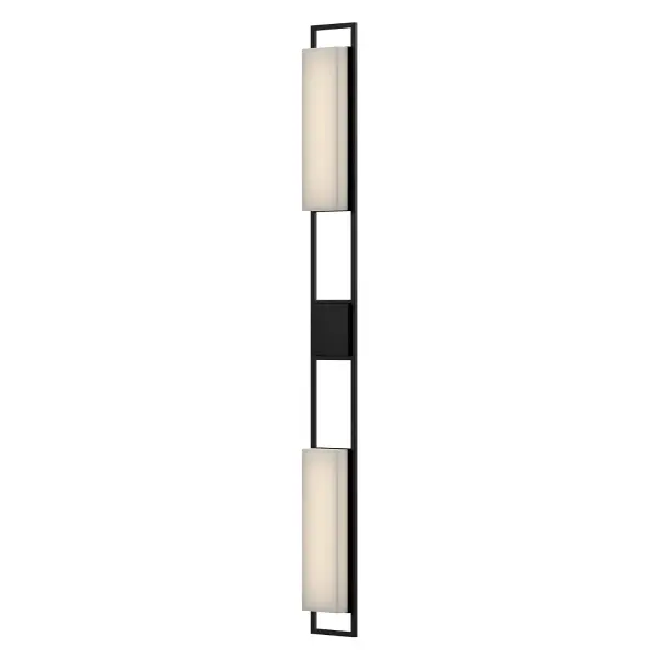 The Aspen 60-inch wall sconce delivers dramatic scale and contemporary elegance for outdoor spaces. Its integrated LED provides warm, omni-directional illumination perfect for grand entrances and expansive facades.