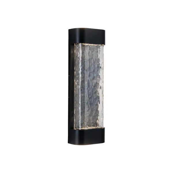 The Moondew combines formed aluminum with textured art glass for a contemporary look that works equally well indoors or out. Integrated LED with warm 3000K lighting and additional top/bottom illumination provide excellent coverage. - alternate view