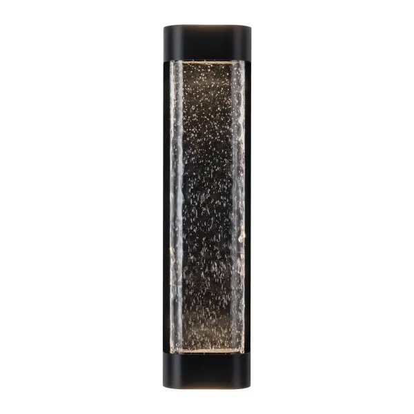 The Moondew combines hand-crafted art glass with formed aluminum in a sleek 24-inch design. Integrated LED with warm 3000K light creates ambient glow while showcasing glass texture. Rated for exterior use but equally stunning indoors.