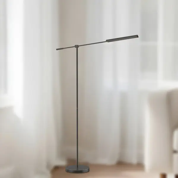The Astrid floor lamp blends nostalgic Mid-Century Modern design with contemporary functionality. Features adjustable integrated LED bars that twist for directional lighting, perfect for task or ambient illumination in any room. - alternate view