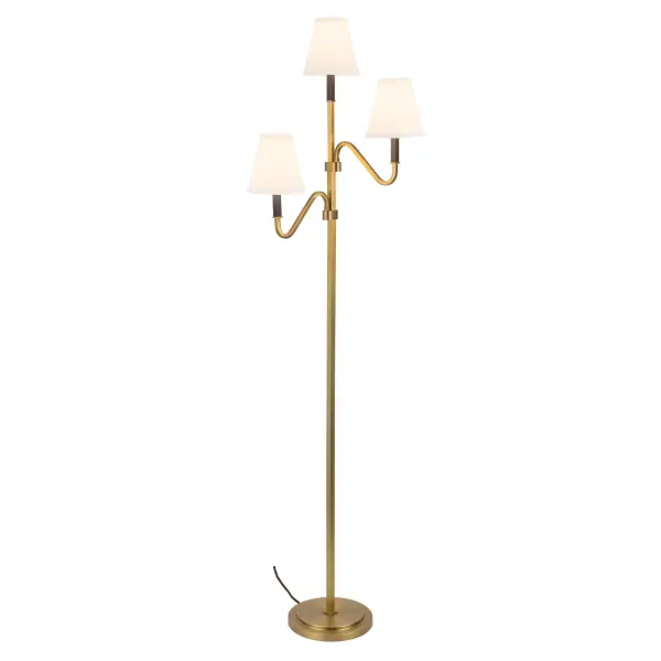 The Sloan Floor Lamp reimagines classic design with contemporary flair. At 68 inches tall, it features textured arms, chain details, and a soft white linen shade that creates warm, inviting illumination perfect for reading nooks or ambient lighting.