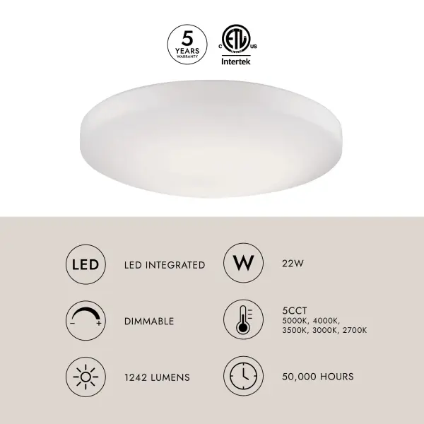 Trafalgar 15" LED Flush Mount in White - Image 6