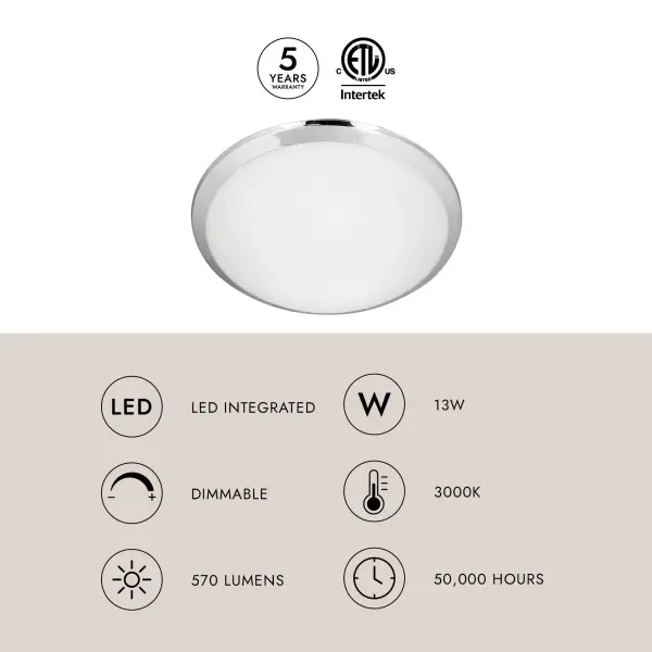 Malta 12-Inch LED Flush Mount in Chrome - Image 19