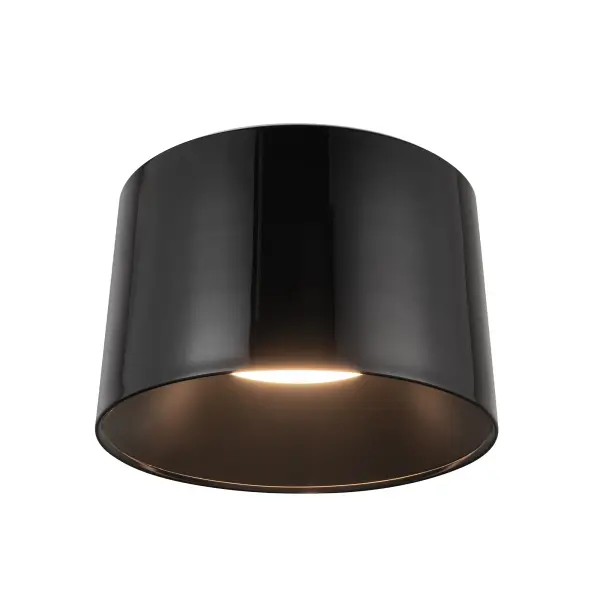 The Etta flush mount combines contemporary elegance with practical functionality. Its glossy jet black finish and integrated LED with selectable color temperatures make it versatile for any modern space.