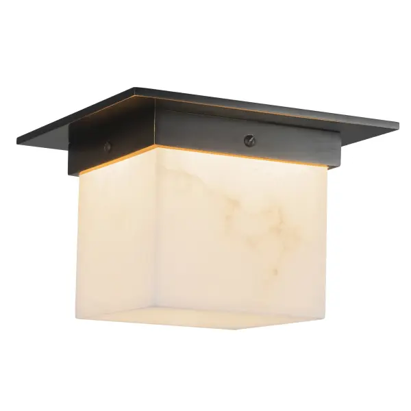 Jason Koharik's Mineral collection brings elemental beauty to compact spaces. The 8-inch flush mount features molded mineral glass that diffuses light with a soft, textural glow, framed in urban bronze for modern sophistication.