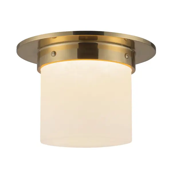The Mineral Flush Mount transforms a utilitarian fixture into a work of art. Designer Jason Koharik's signature geometric approach pairs urban bronze framing with luminous opal glass, creating soft, diffused light perfect for intimate spaces. - alternate view