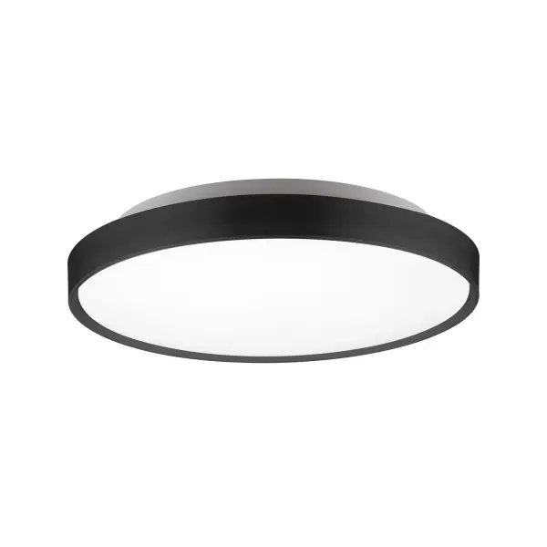 Circular steel base with polymeric body, frosted acrylic lens, glossy body and matte painted base Collection: Brunswick Finish: Black Glass: Frosted acrylic diffuser Width: 17.25" Height: 3.25" Length: 17.25" Maximum Wattage: 30.00 W Bulb Type: Module Bulb Base: AC Light Source: LED Light Output: 2550.00 lm Delivered Lumens: 1536.00 lm Color Temperature: 2700 K CRI: 90 Rated Average Life: 50,000 Voltage: 120.00 V Material: Steel + Acrylic Country of Origin: China Safety Listing: ETL Safety Rating: Dry Energy Star Title 24 LED Spec Sheet Instructions
