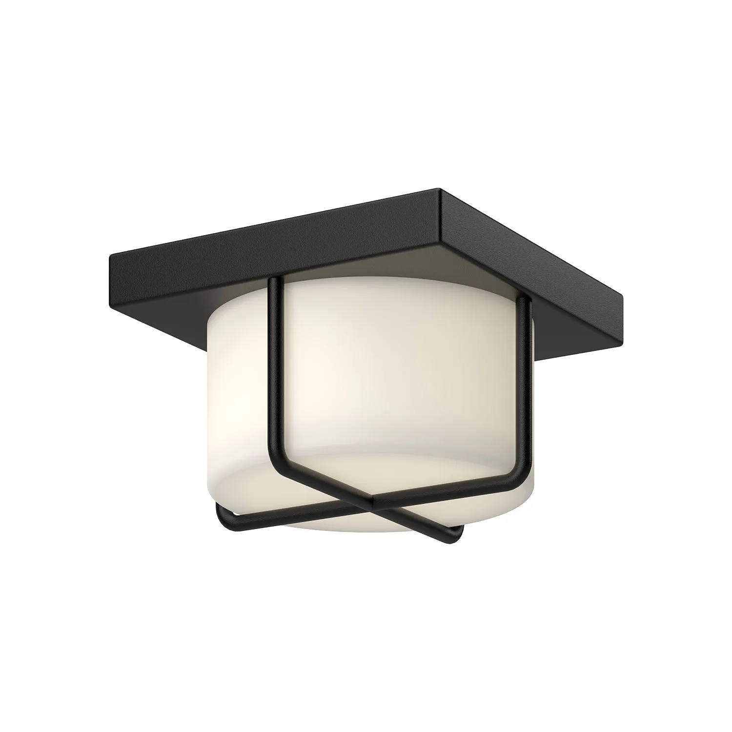 Regalo LED Flush Mount in Black/Opal Glass