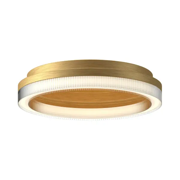 The Calix flush mount combines modern design with practical functionality, featuring an integrated switch that lets you choose between three color temperatures. Its ribbed diffuser adds visual depth while the dimmable LED provides energy-efficient lighting. - alternate view