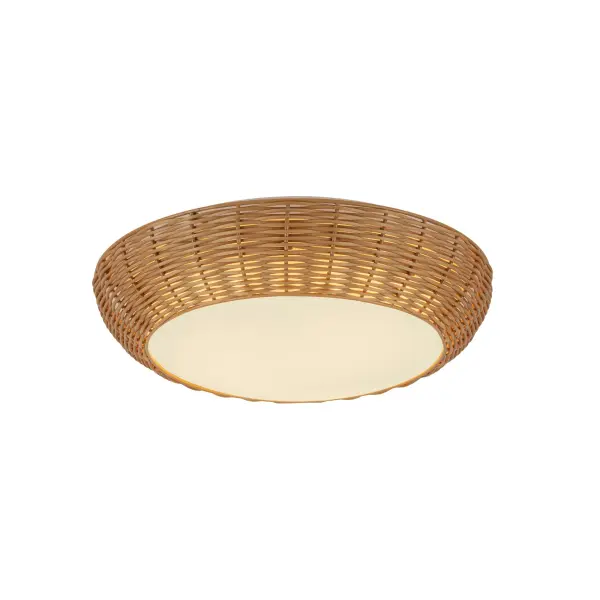The Merida brings organic warmth to contemporary spaces with its natural rattan curved shade. Perfect for adding texture without overwhelming minimalist interiors, this 14-inch flush mount works beautifully in hallways, entryways, and kitchens.