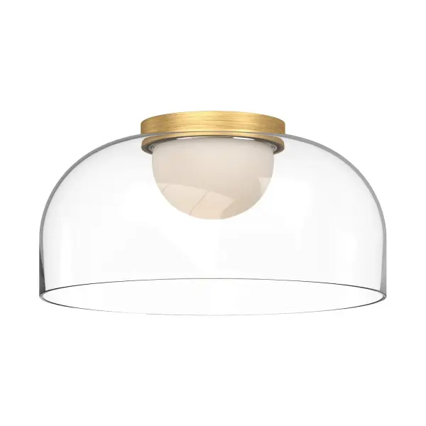 The Cedar Flush Mount combines contemporary styling with practical functionality. Its frosted glass diffuser nested within clear glass creates soft, ambient lighting perfect for hallways and entryways. The integrated LED provides energy-efficient warm white illumination. - alternate view