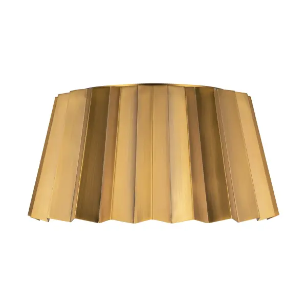 The Plisse Flush Mount brings runway-inspired sophistication to any space with its unique pleated metal design in luxurious Aged Gold. Perfect for hallways, entryways, and kitchens where ceiling clearance is limited.