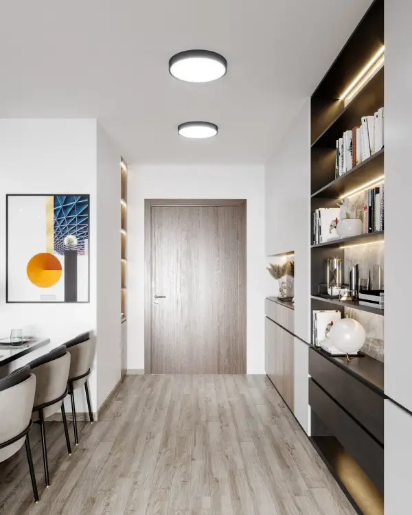 The Adelaide 15" flush mount combines timeless circular design with integrated LED and selectable color temperature options. Perfect for low-ceiling spaces, this versatile fixture delivers both style and functionality. - alternate view