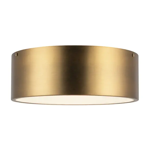 The Brisbane flush mount combines classic styling with modern versatility. Its 12-inch circular frame in aged gold finish adds warmth to any space while maintaining a low profile perfect for standard ceiling heights.
