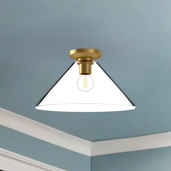 The Salem flush mount combines matte black sophistication with clear crystal geometry, creating a luxurious jewelry-inspired fixture. Perfect for low-ceiling spaces needing decorative lighting without sacrificing headroom. - alternate view