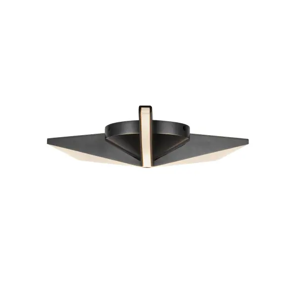 The Tachi flush mount combines geometric modern design with Japanese blade-inspired aesthetics. Features integrated LED with light guide technology and frosted acrylic diffuser for even illumination in contemporary spaces.