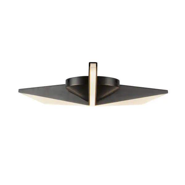 The Tachi flush mount combines geometric modern design with Japanese blade-inspired aesthetics. Features integrated LED with light guide technology and frosted acrylic diffuser for even illumination in contemporary spaces.