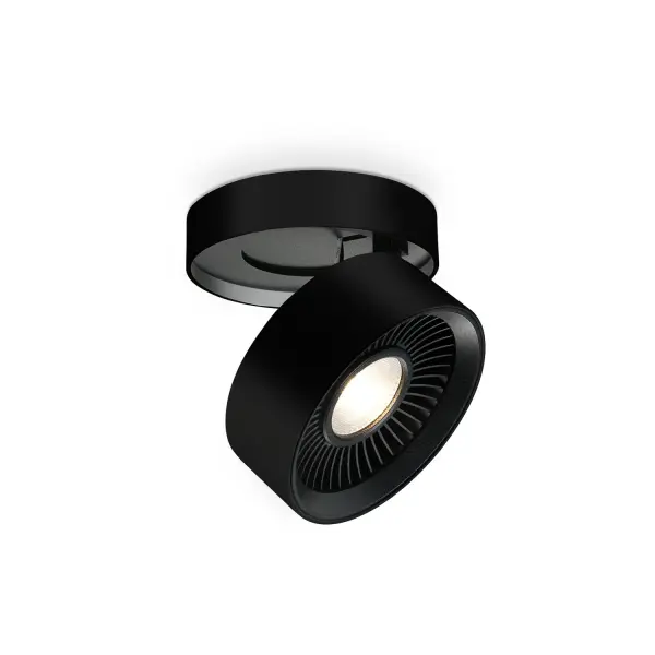 LED flush mount made from heavy gauge cast aluminum painted white or black, round cylinder shaped. Adjustable from mounting position 90 degrees with a 360 degrees radius. Perfect for commercial use to control the exact point to direct the light to weather it's against a wall, product display or many other applications. May be wall or ceiling mounted. Collection: Solo Finish: Black Glass: Frosted acrylic diffuser Width: 5.00" Height: 4.00" Length: 5.00" Canopy: D5" x H1.5" Maximum Wattage: 20.00 W Bulb Type: LED Bulb Base: AC Light Source: LED Light Output: 2400.00 lm Delivered Lumens: 2190.00 lm Color Temperature: 3000 K CRI: 90 Rated Average Life: 50,000 Voltage: 120.00 V Material: Aluminum + Acrylic Country of Origin: China Safety Listing: ETL Safety Rating: Dry Title 24 LED Spec Sheet Instructions