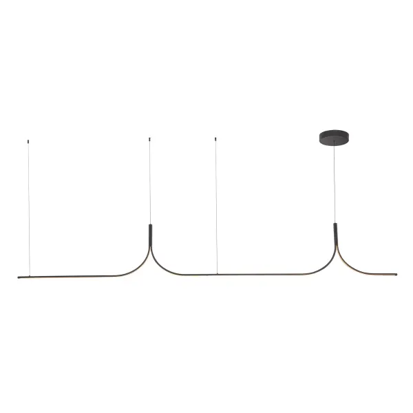 The Thread Linear Pendant offers exceptional versatility with its modular design, allowing connection of up to three pendants for customized configurations. Its minimalist black finish and integrated LED technology make it perfect for large-scale applications. - alternate view