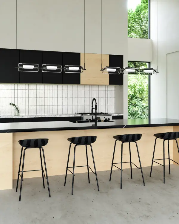 Light and airy, the Hilo Collection uses Kuzco’s signature light guide technology to illuminate your space brilliantly. The cylindrical glass shades allow for a clean, modern look that provides ample omni-directional light to any room in the house. Available in brushed or powder-coated options. Integrated LED with 3000K Warm White Color Temperature Designed for dining room, kitchen, and beyond Modern, Contemporary Style with Decorative Details Installation hardware included Easy assembly instructions included in box Dimmable, see specs for detail Sloped ceiling adaptable, see specs for details - alternate view
