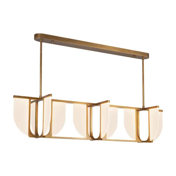 The Anders 59-inch linear pendant masterfully blends Art Deco-inspired structure with cutting-edge light guide technology. Its substantial 59-inch length makes it perfect for large dining tables and kitchen islands, while the integrated LED provides energy-efficient, warm illumination.