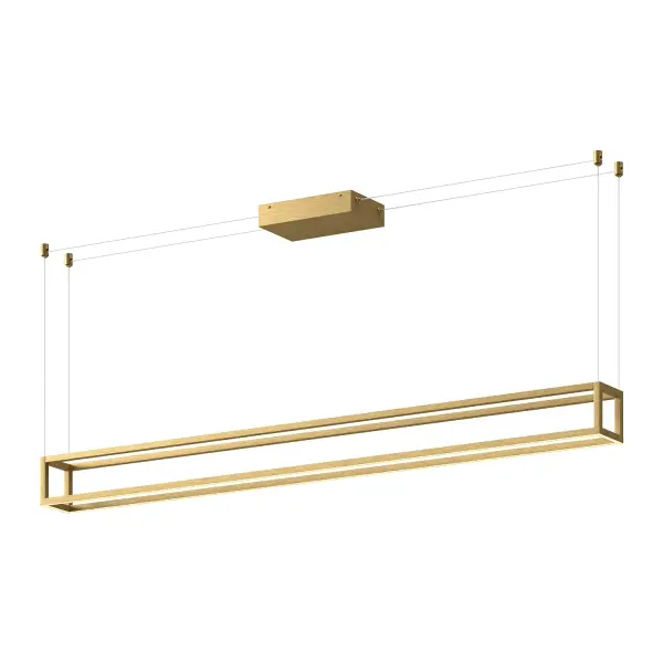 The Plaza Linear Pendant delivers contemporary sophistication with its 60-inch aluminum frame and integrated LED technology. Featuring polymeric opal diffusers that create ambient up and down lighting, this fixture excels in dining rooms and kitchen islands.