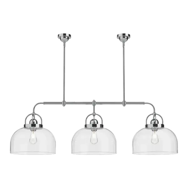 The Lancaster 55-inch Linear Pendant transforms classic Parisian lantern design into a contemporary statement piece. Generous glass panels and chrome finish create sophisticated illumination perfect for dining rooms and kitchen islands.