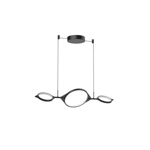 The Serif Linear Pendant combines clean angular geometry with artistic flexibility. Its adjustable floating rings create customizable formations from minimal uniform arrangements to free-form sculptural displays, making it both functional lighting and dimensional art.