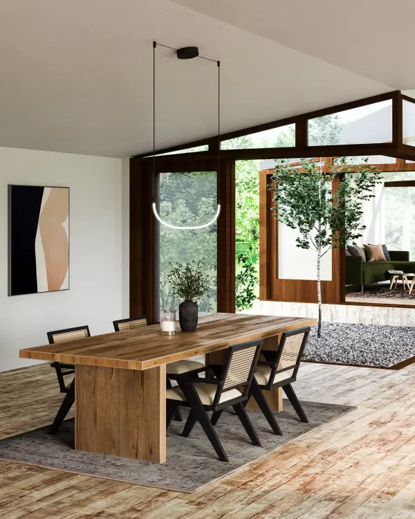 The Talis reimagines linear lighting with its distinctive U-shaped illumination bar. This 48-inch pendant combines minimalist aesthetics with warm LED technology, offering adjustable height and versatile styling options. - alternate view