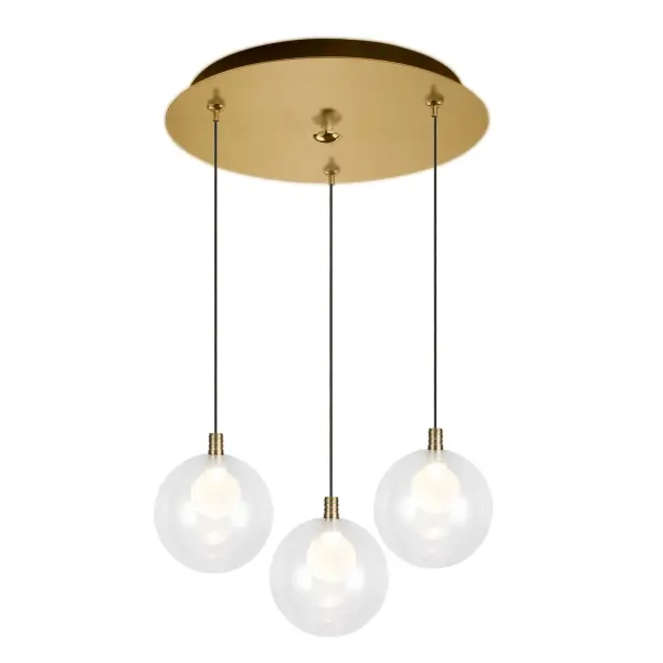 The Bolla 3-light pendant combines contemporary styling with integrated LED technology. Its double-wall clear glass shades create sophisticated visual depth while the chrome finish adds sleek modern appeal. - alternate view
