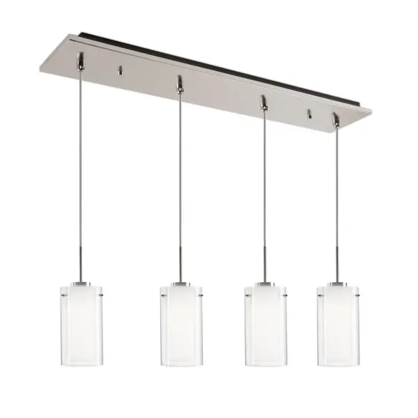 The Verona 4-Light Multi Pendant combines minimalist design with practical functionality. Its cylindrical glass shades with inner diffusers eliminate LED glare while the brushed nickel finish adds contemporary elegance to any space.