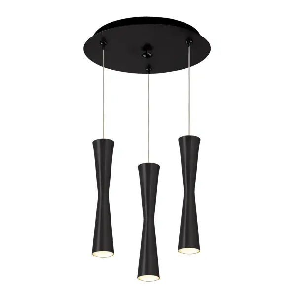 The Robson 3-head pendant combines sleek hour-glass aluminum shades with warm LED lighting for contemporary spaces. Dual diffusers create ambient up and down light, perfect for kitchen islands and dining areas.