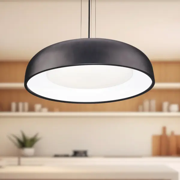 The Beacon 24-inch pendant combines classic form with modern LED technology. Its powder-coated steel shade delivers even illumination with warm 3000K light, making it versatile for kitchens, dining rooms, and bedrooms. - alternate view