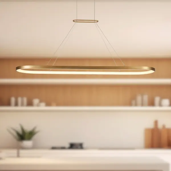 The Eerie pendant makes a bold statement with its distinctive stadium-shaped aluminum profile and integrated LED technology. The flexible silicon opal diffuser provides both up and down light for balanced illumination. - alternate view