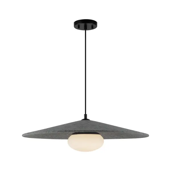 The Cruz 24-inch pendant combines wave-inspired geometric forms with soft glass shading to create a modern statement piece. Integrated 3000K LED provides warm ambient lighting perfect for contemporary spaces. - alternate view
