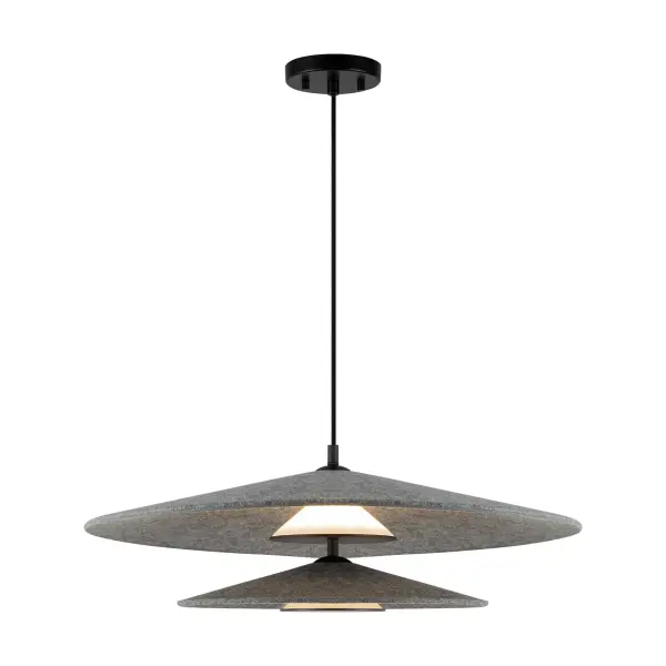 The Cruz 24-inch pendant combines modern geometric design with soft glass shading to create a stunning focal point. Integrated LED technology provides warm, ambient lighting perfect for contemporary spaces.