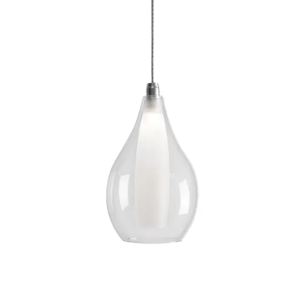 The Victoria 5-inch pendant combines simplicity with sophistication through its unique pear-shaped dual-glass construction. Integrated LED technology with warm 3000K lighting creates inviting ambiance perfect for intimate spaces.