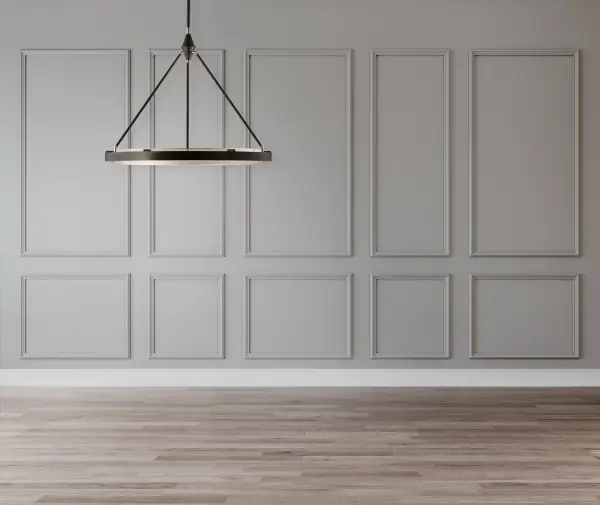 The Duo pendant features a striking perforated inner ring within a bold outer ring, creating visual depth and refined style. Integrated 3000K LED provides warm illumination perfect for dining and kitchen areas. - alternate view