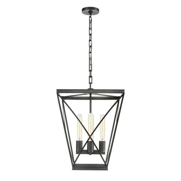 The Lattice pendant brings sophisticated transitional style with its structured frame and distinctive criss-crossed bands. Crafted from solid brass in Urban Bronze finish, this 16-inch fixture adds architectural interest while maintaining timeless appeal. - alternate view