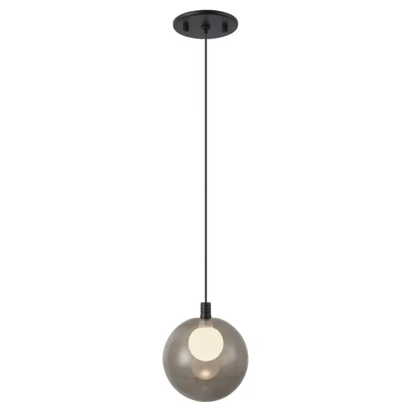 The Bolla 6-inch pendant combines contemporary style with practical integrated LED lighting. Its double-wall glass design creates visual depth while the black and copper finish adds warmth and sophistication to any space.