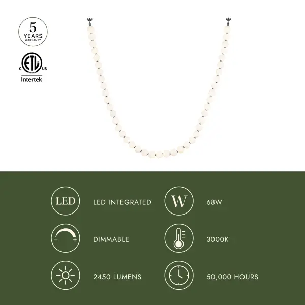 The Akoya pendant transforms any space with its cascading beads of illumination inspired by lustrous sea pearls. Featuring integrated LED technology and unlimited configuration options, this 12.5-foot statement piece combines transitional elegance with modern functionality. - alternate view
