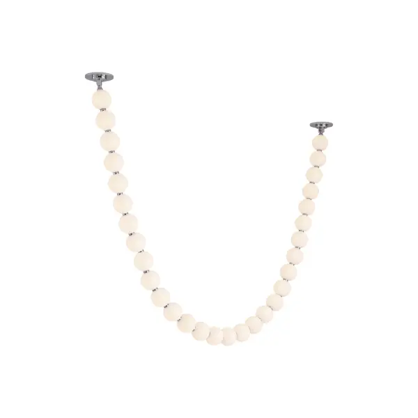 The Akoya pendant brings sophisticated elegance with its pearl-inspired glass bead design on a frosted chrome frame. At 8.5 feet, this statement piece offers unlimited configuration options and integrated LED lighting, perfect for grand spaces. - alternate view