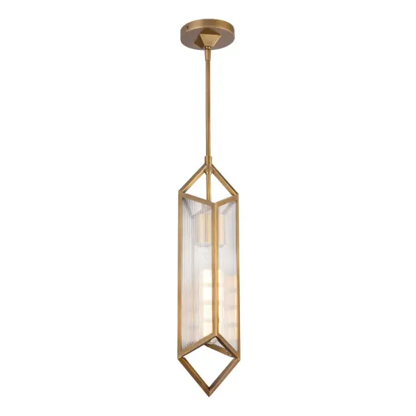 The Cairo pendant brings museum-quality design to your home with its Louvre pyramid-inspired form. Ribbed glass panels meet vintage brass framing for a sophisticated statement piece that bridges classic and contemporary aesthetics.