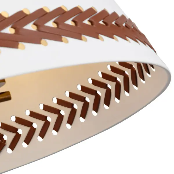 Brickell 20" Pendant in Matte White with Hazelnut Leather - Image 5