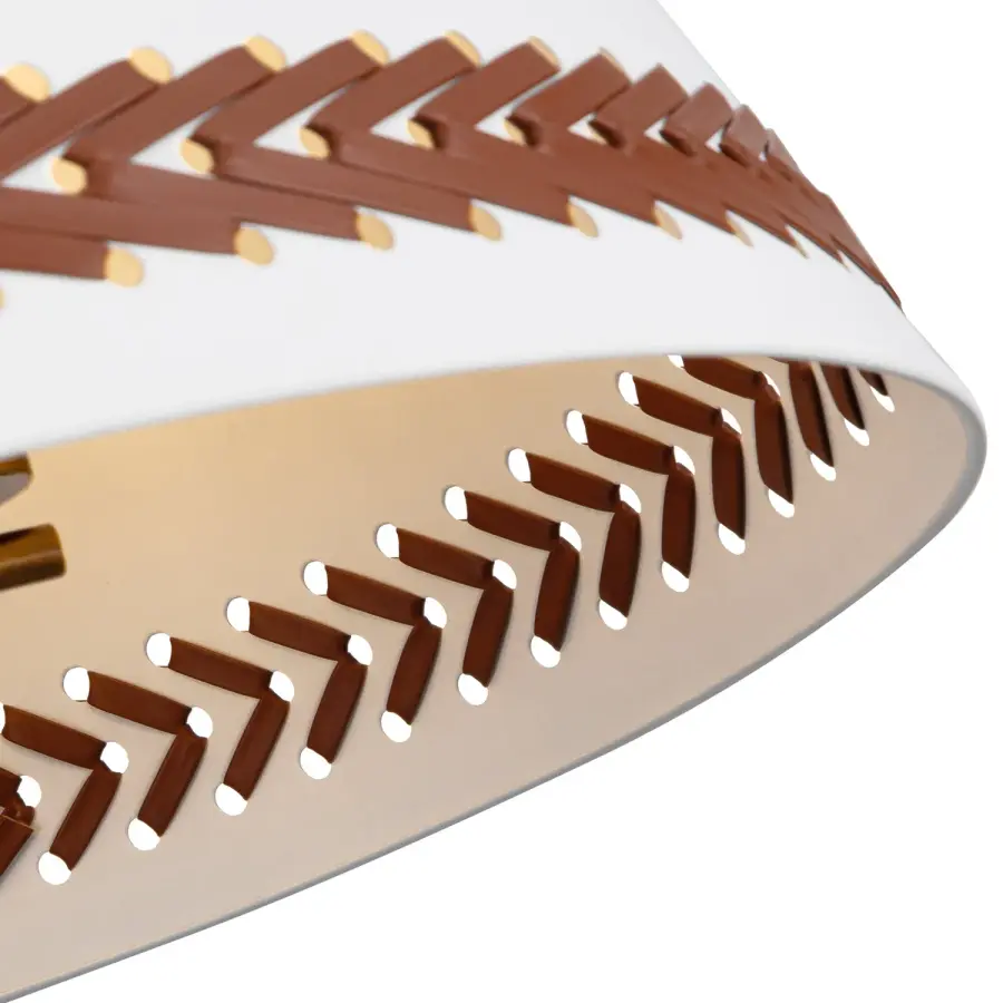 Brickell 20" Pendant in Matte White with Hazelnut Leather - Image 5