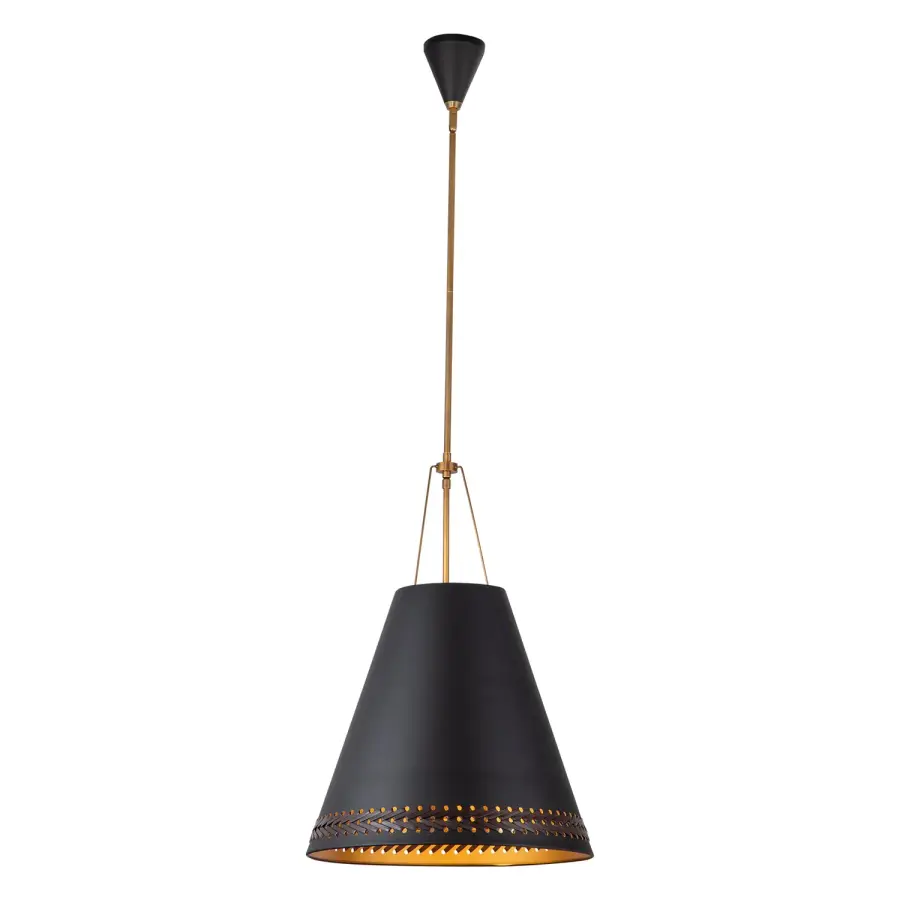 Brickell 20" Pendant in Matte White with Hazelnut Leather - Image 6