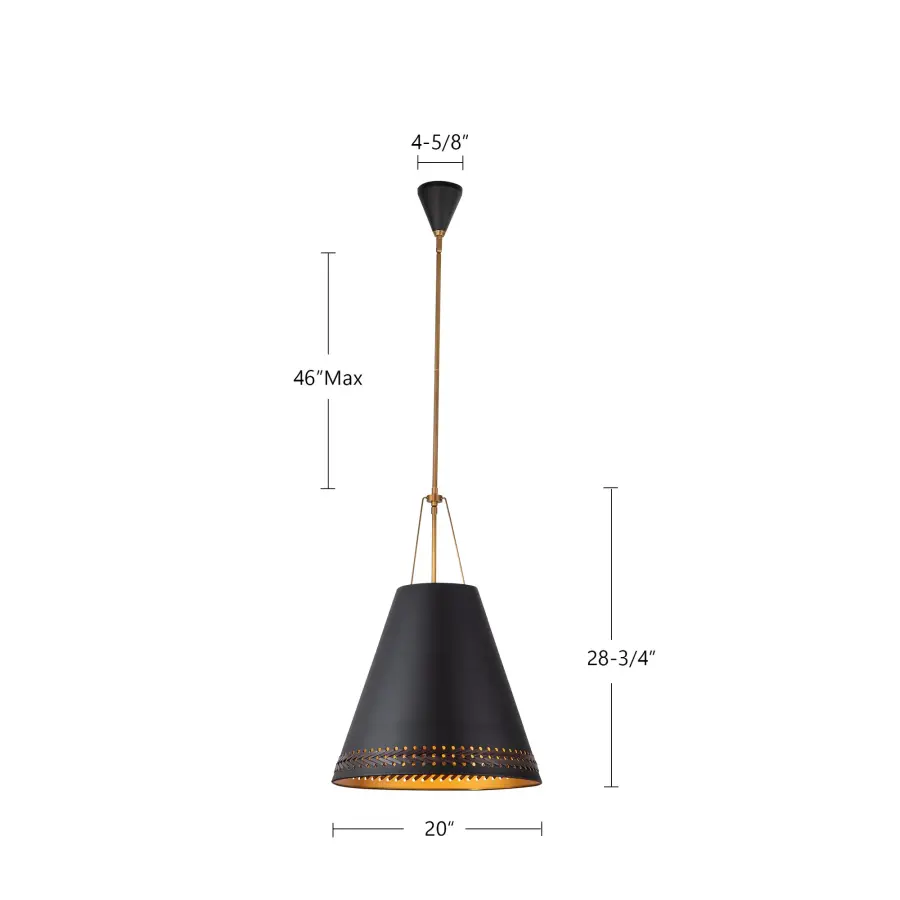 Brickell 20" Pendant in Matte White with Hazelnut Leather - Image 8